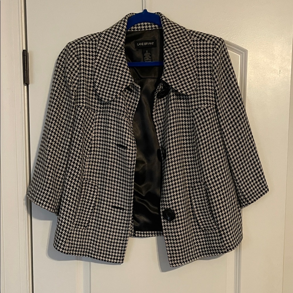 Lane Bryant Black and White Houndstooth Blazer Size 18